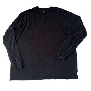 G George Men's Long Sleeve Crew Neck Tee Black Large